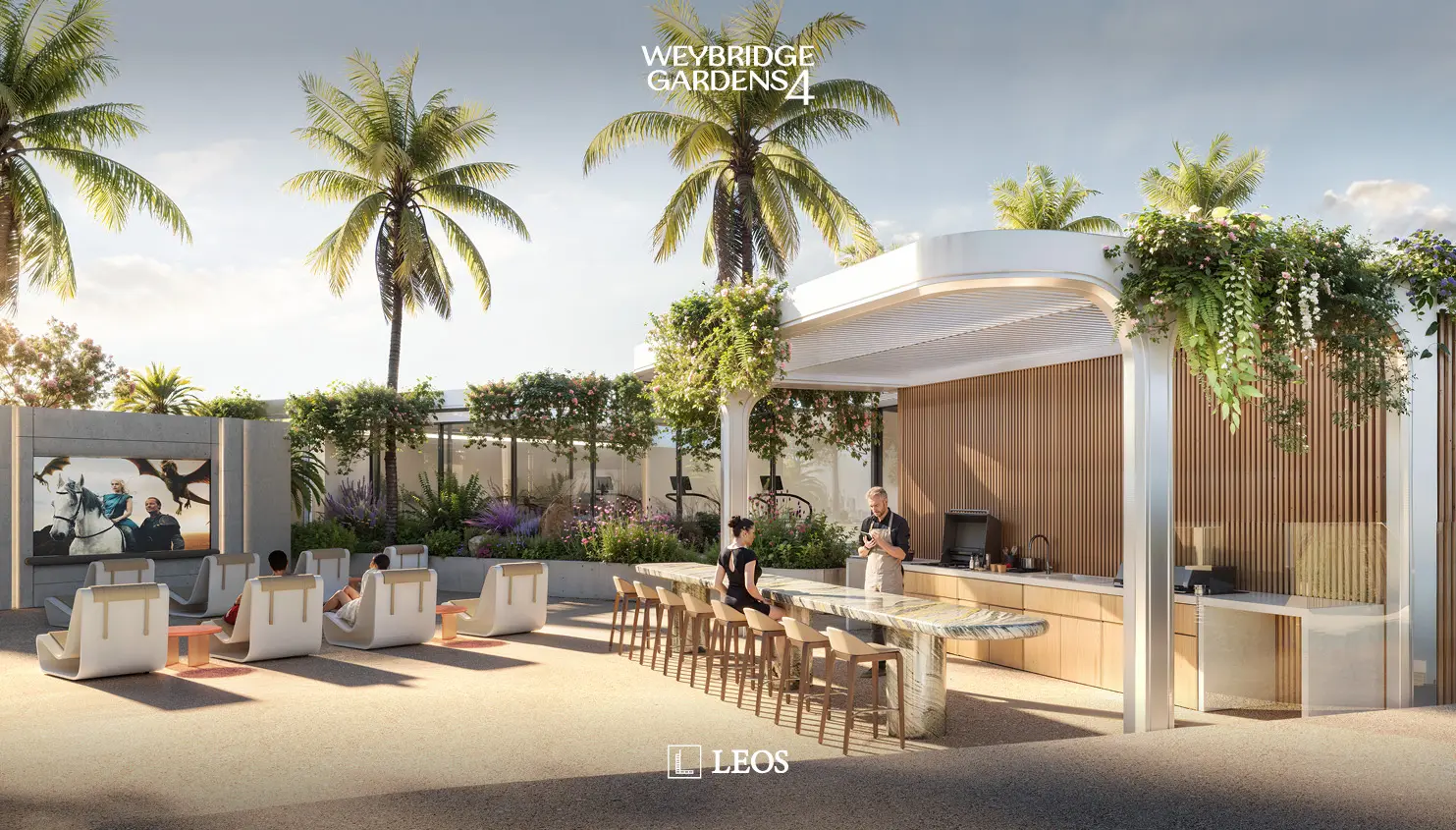 Lifestyle amenities in Dubailand including parks, swimming pool and family-friendly facilities